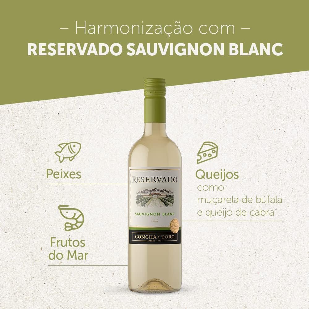 Concha y Toro Vinho Chileno Reservado Sauvignon Blanc 750Ml - Imagem 3