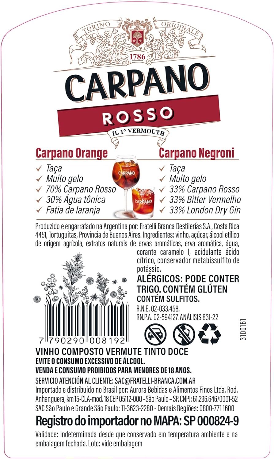 Carpano Rosso, 950ml - Imagem 2